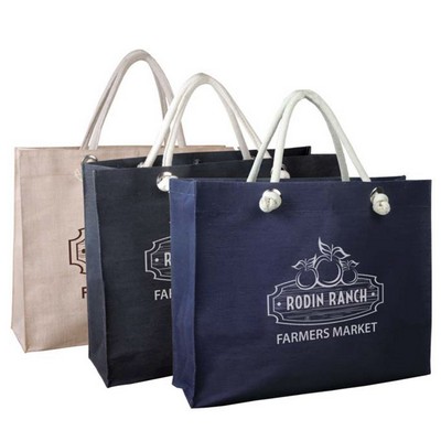 Stylish JUCO Tote Bag with Magnetic Snap & Grommets – Eco-Friendly Jute Cotton Blend- Colored Bags