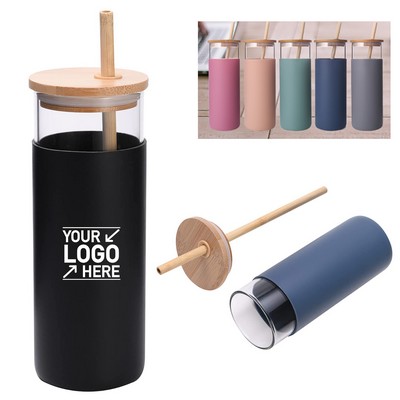 Glass Tumbler with Straw